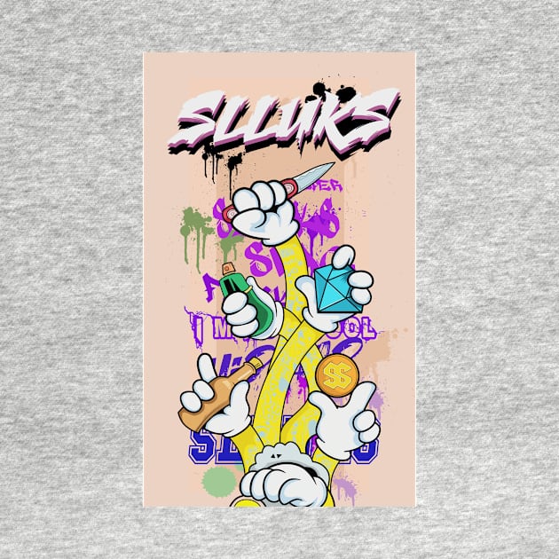 Dope Slluks multiple hands and arms cheering illustration by slluks_shop